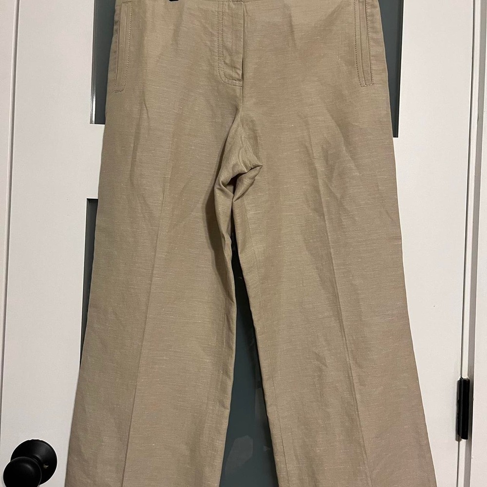 Jcrew tan linen cropped pants